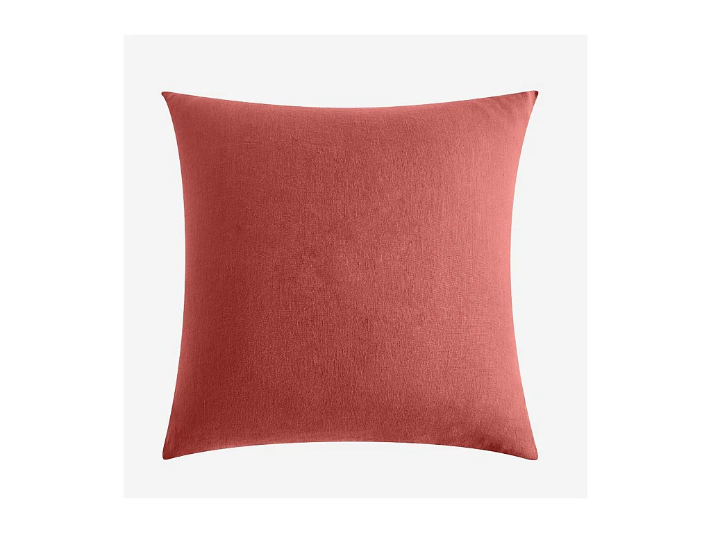 Habitat - Taie d'oreiller en lin - 65 x 65 cm - Terracotta - Brunelle