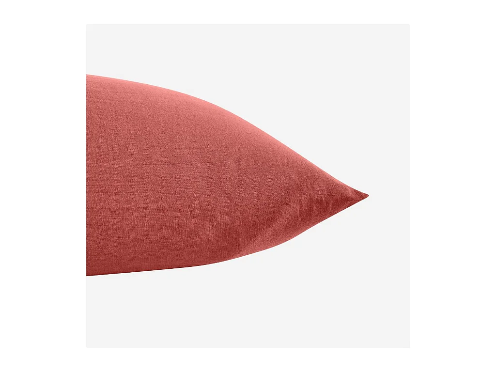Habitat - Taie d'oreiller en lin - 65 x 65 cm - Terracotta - Brunelle