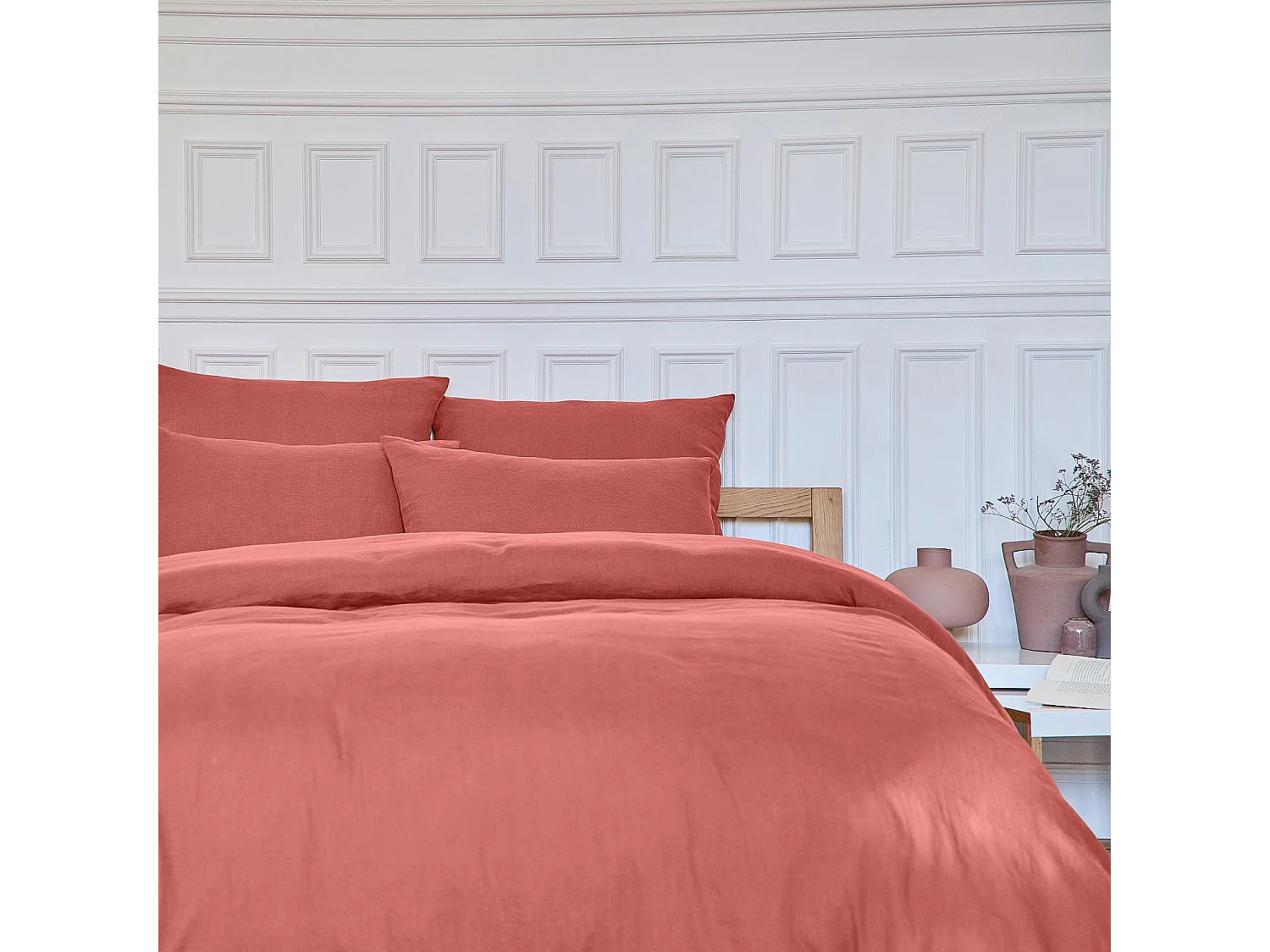 Habitat - Taie d'oreiller en lin - 65 x 65 cm - Terracotta - Brunelle