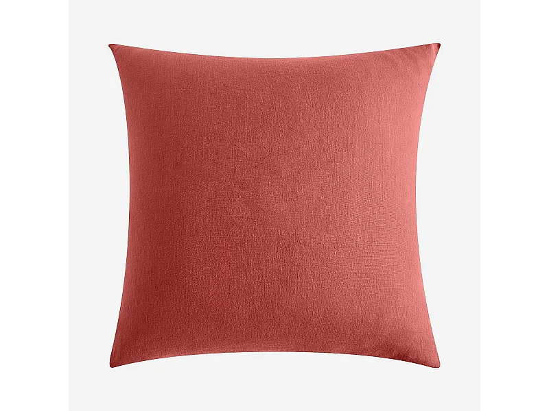 Habitat - Taie d'oreiller en lin - 65 x 65 cm - Terracotta - Brunelle