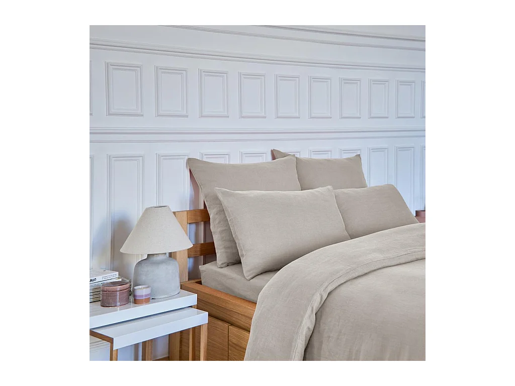 Habitat - Taie d'oreiller en lin - 65 x 65cm - Naturel - Brunelle