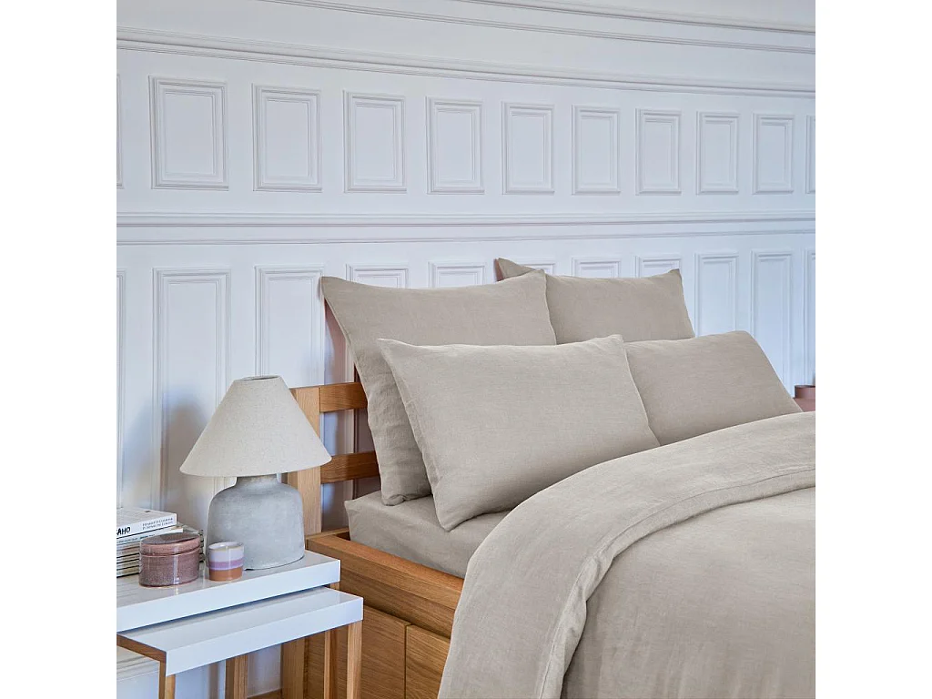 Habitat - Taie d'oreiller en lin - 65 x 65cm - Naturel - Brunelle