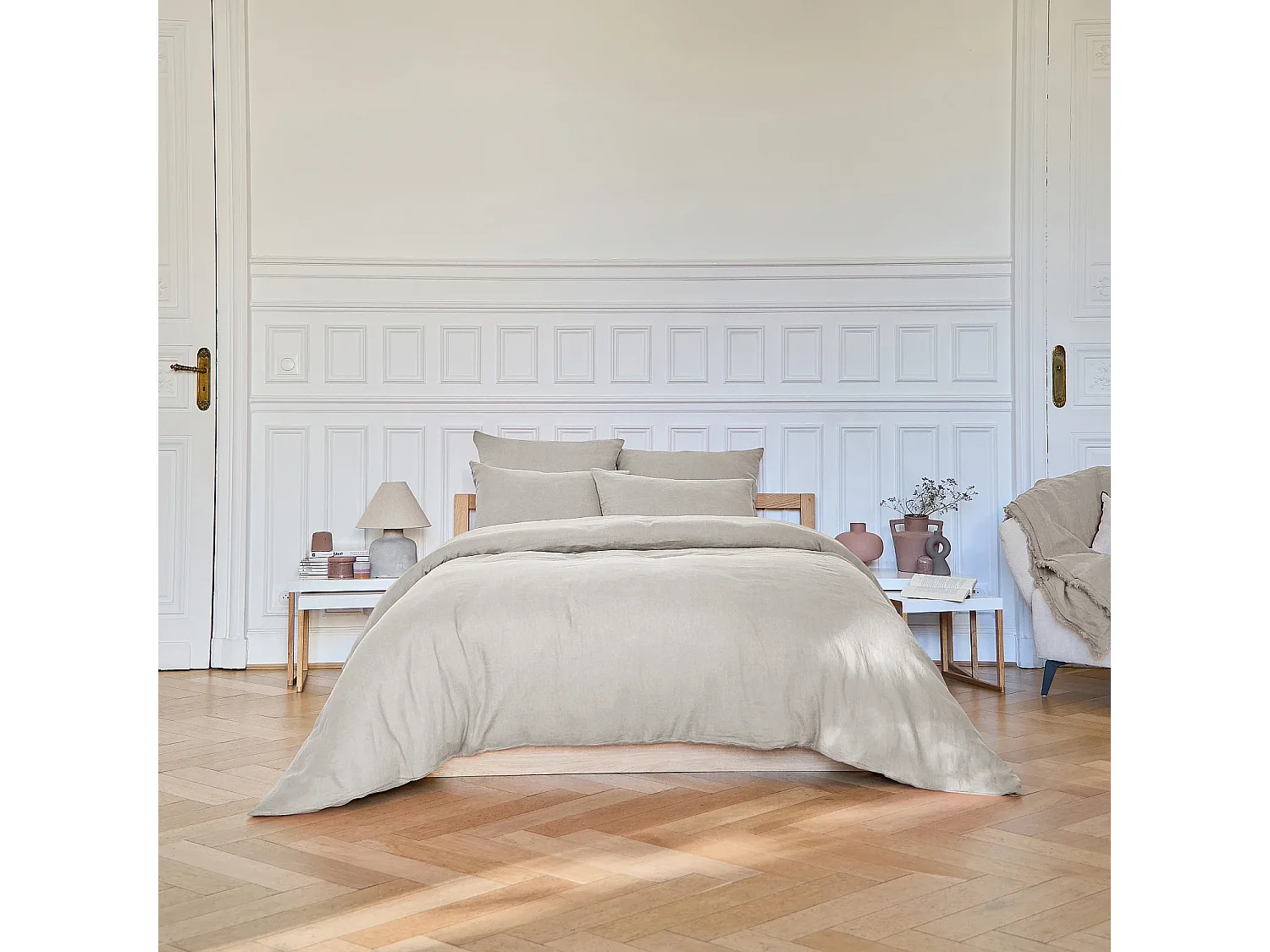 Housse de couette en lin - 260 x 240 cm - Naturel