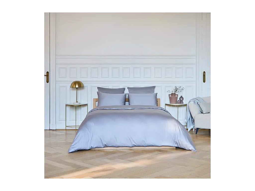 Habitat - Housse de couette en satin de coton - 260 x 240 cm - Gris argenté - Alexane