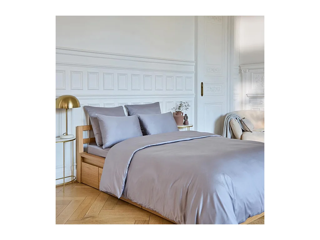 Habitat - Housse de couette en satin de coton - 260 x 240 cm - Gris argenté - Alexane