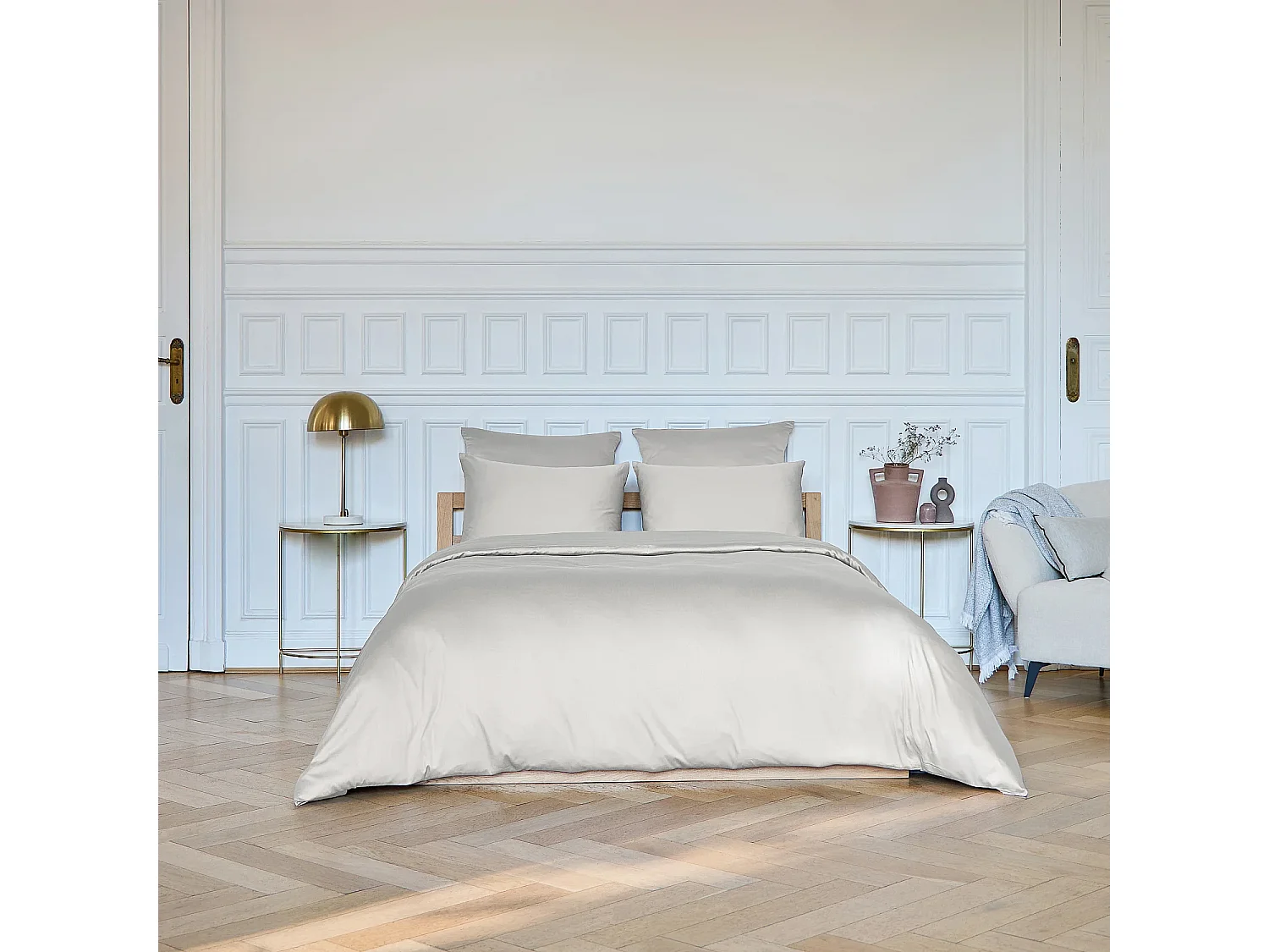 Housse de couette en satin de coton -  260 x 240 cm - Sable