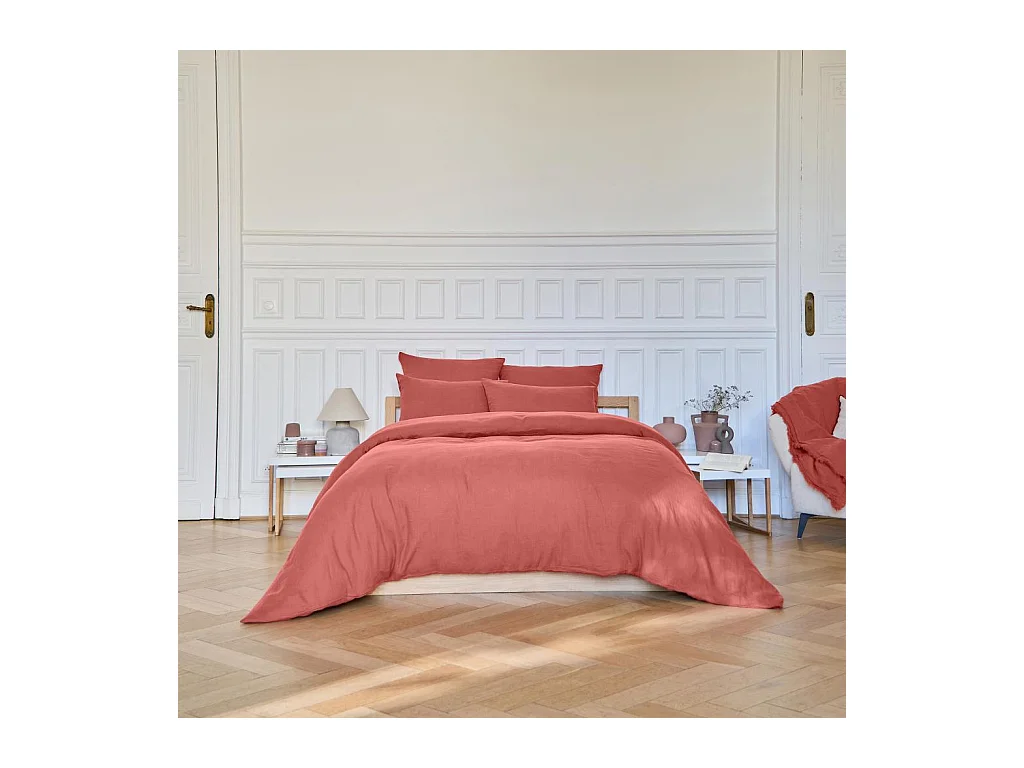 Habitat - Housse de couette en lin - 260 x 240 cm - Terracotta - Brunelle