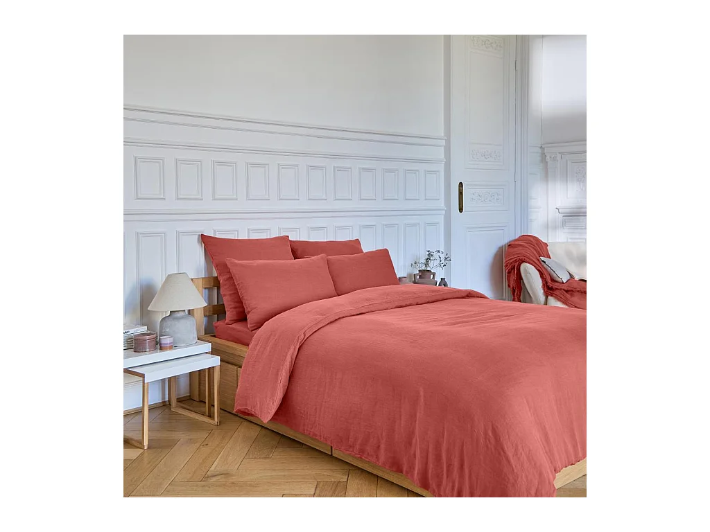 Habitat - Housse de couette en lin - 260 x 240 cm - Terracotta - Brunelle
