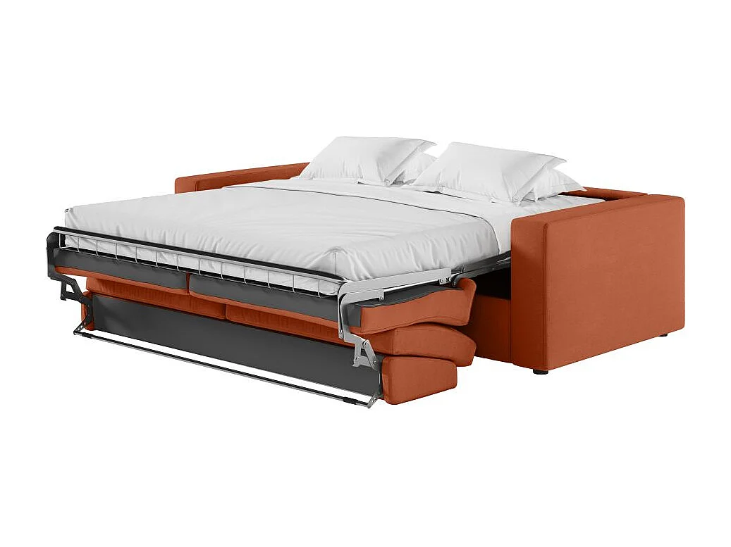 Canapé convertible express 3 places déhoussable en tissu terracotta ADELE