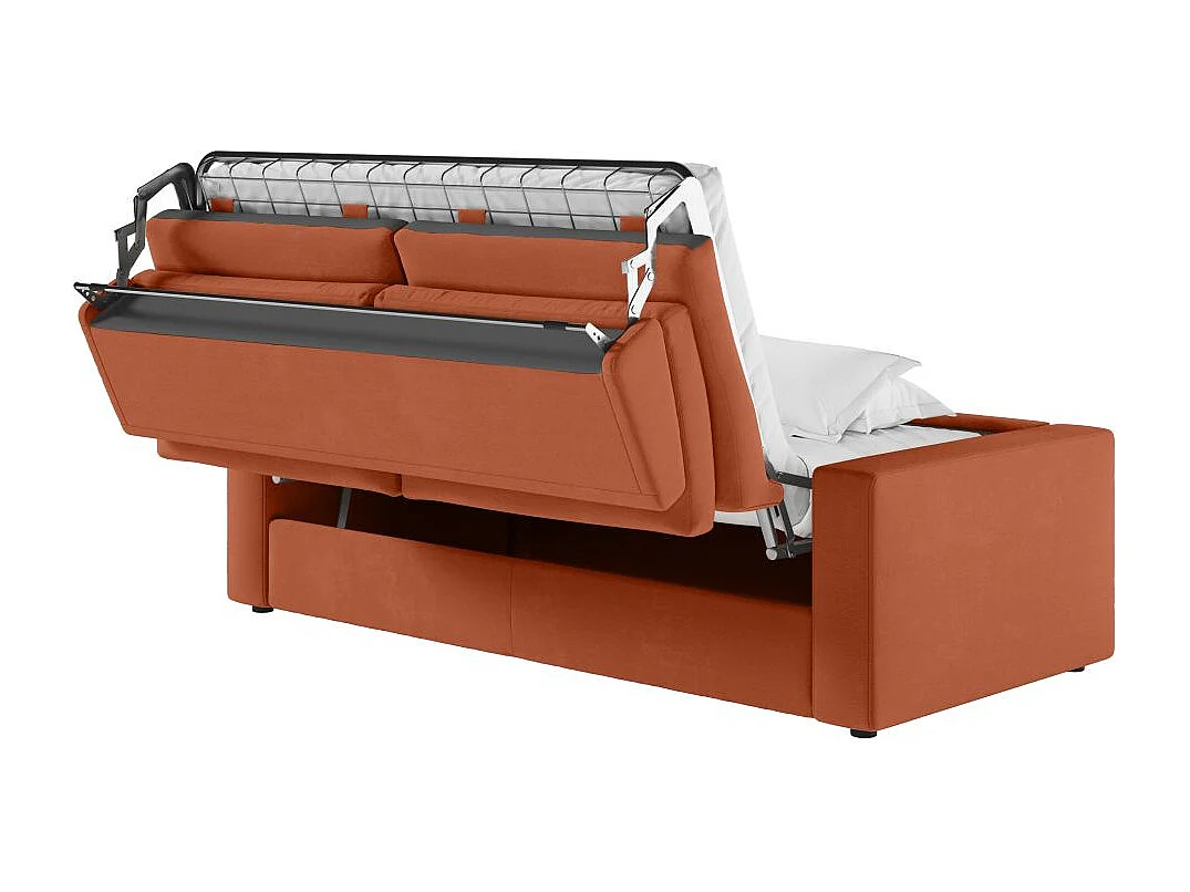 Canapé convertible express 3 places déhoussable en tissu terracotta ADELE