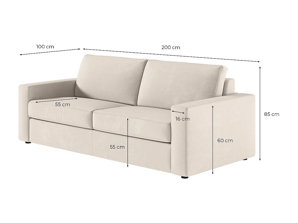 Canapé convertible express 3 places déhoussable en tissu terracotta ADELE