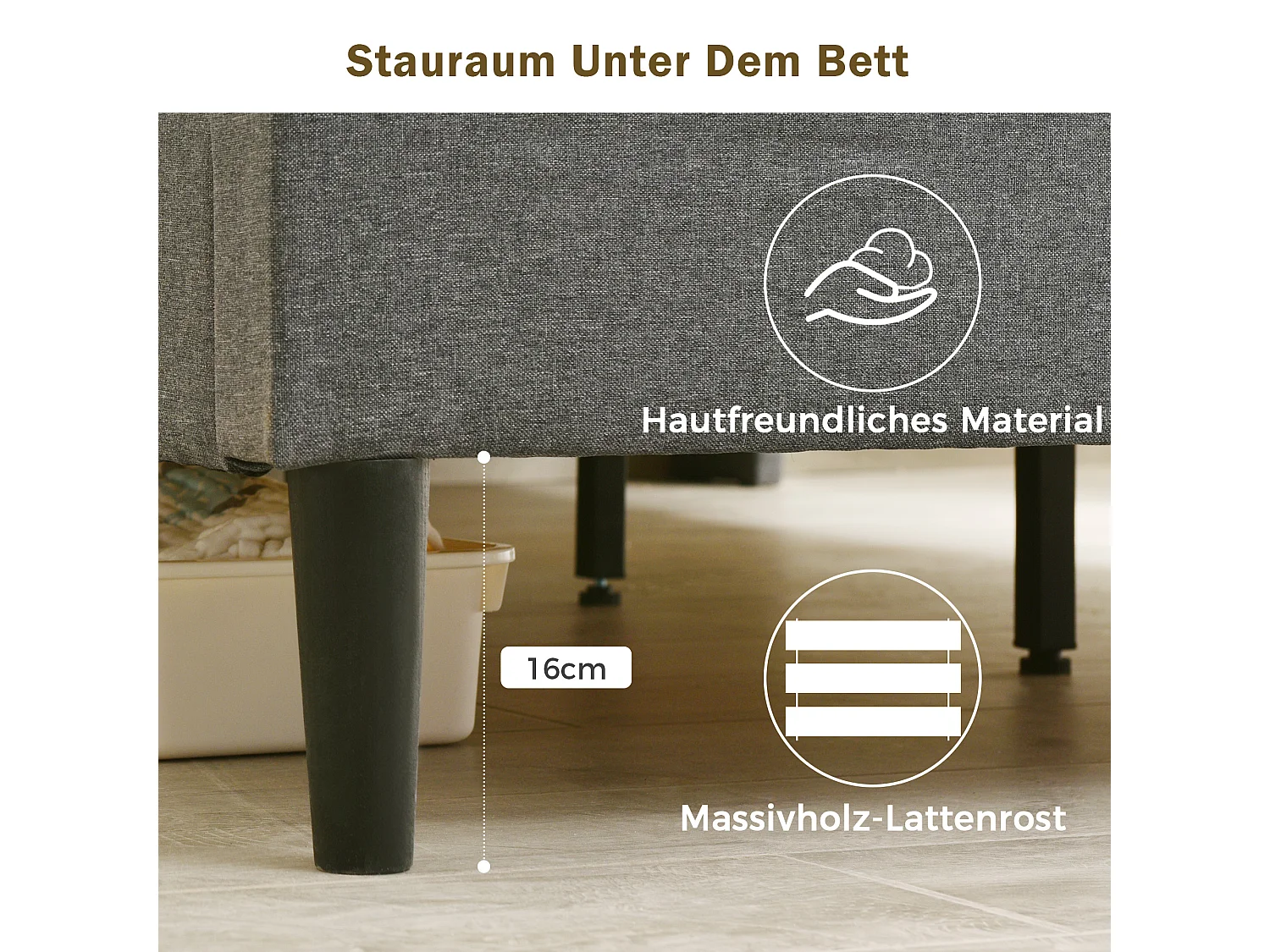 URBAN MEUBLE Lit double capitonné gris avec tête de lit rangement éclairage LED 160*200