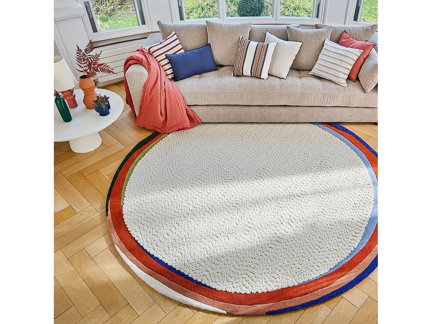 Habitat - Tapis rond tufté en laine - 250 cm - Écru  - Design by Floriane Jacques - Constant