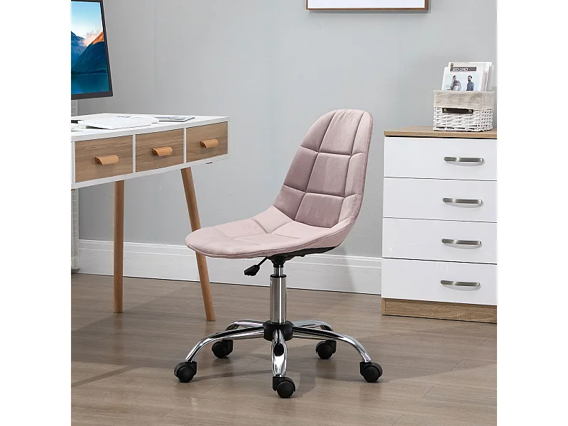 Sedia girevole per scrivania e ufficio in tessuto rosa