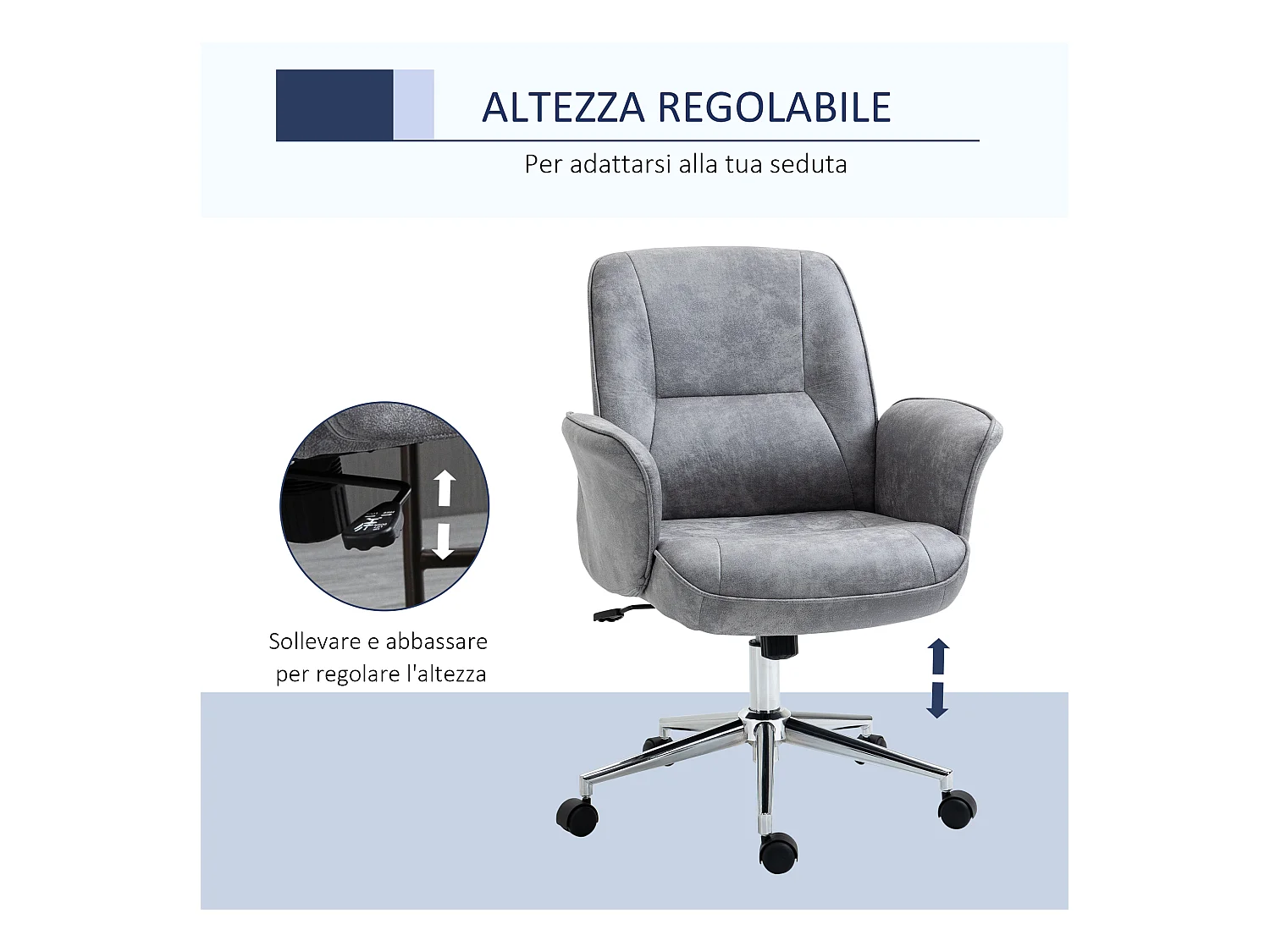 Sedia ufficio ergonomica altezza regolabile 67x69x92-102cm
