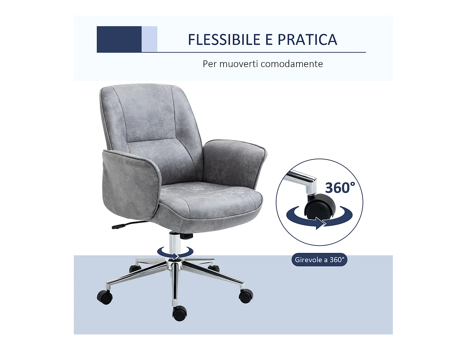 Sedia ufficio ergonomica altezza regolabile 67x69x92-102cm
