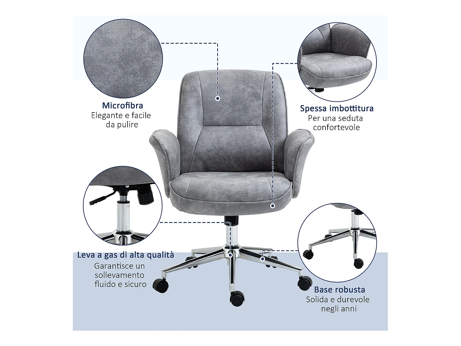 Sedia ufficio ergonomica altezza regolabile 67x69x92-102cm