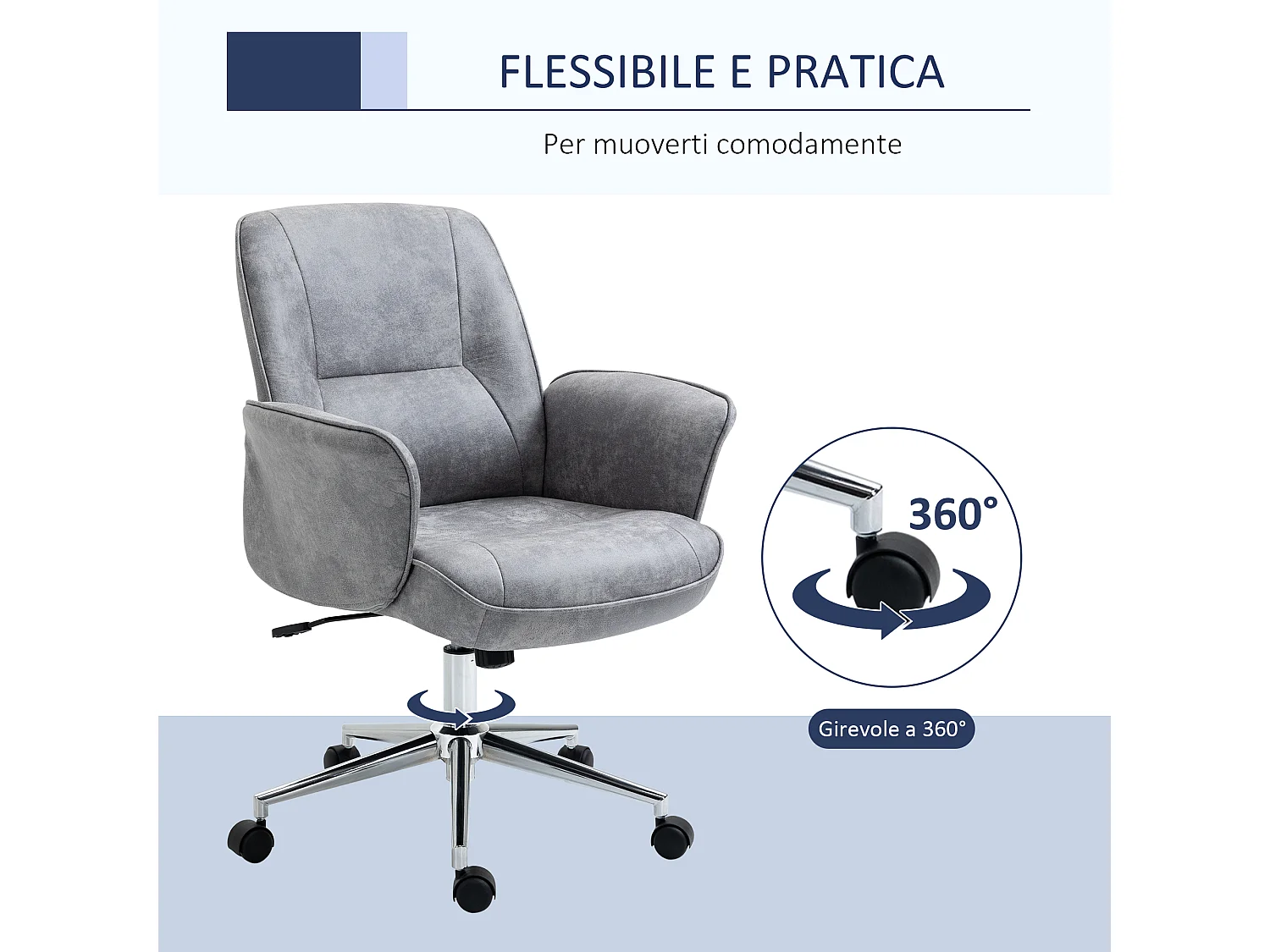 Sedia ufficio ergonomica altezza regolabile 67x69x92-102cm