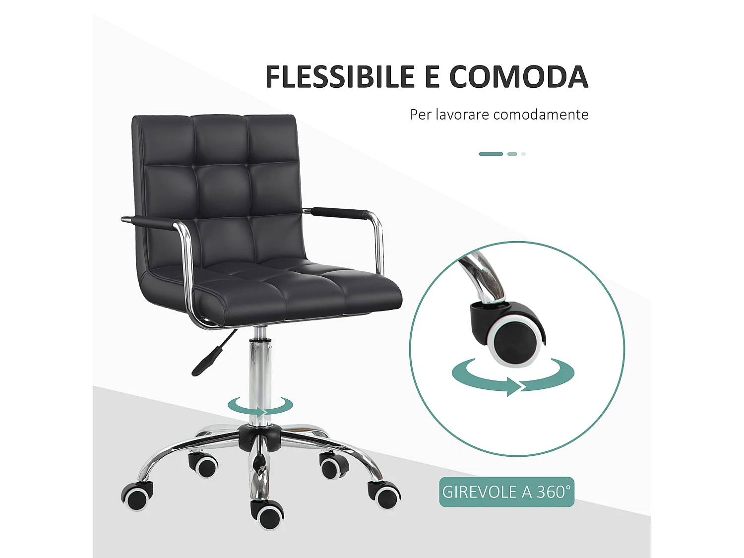 Sedia da ufficio in ecopelle altezza regolabile nero