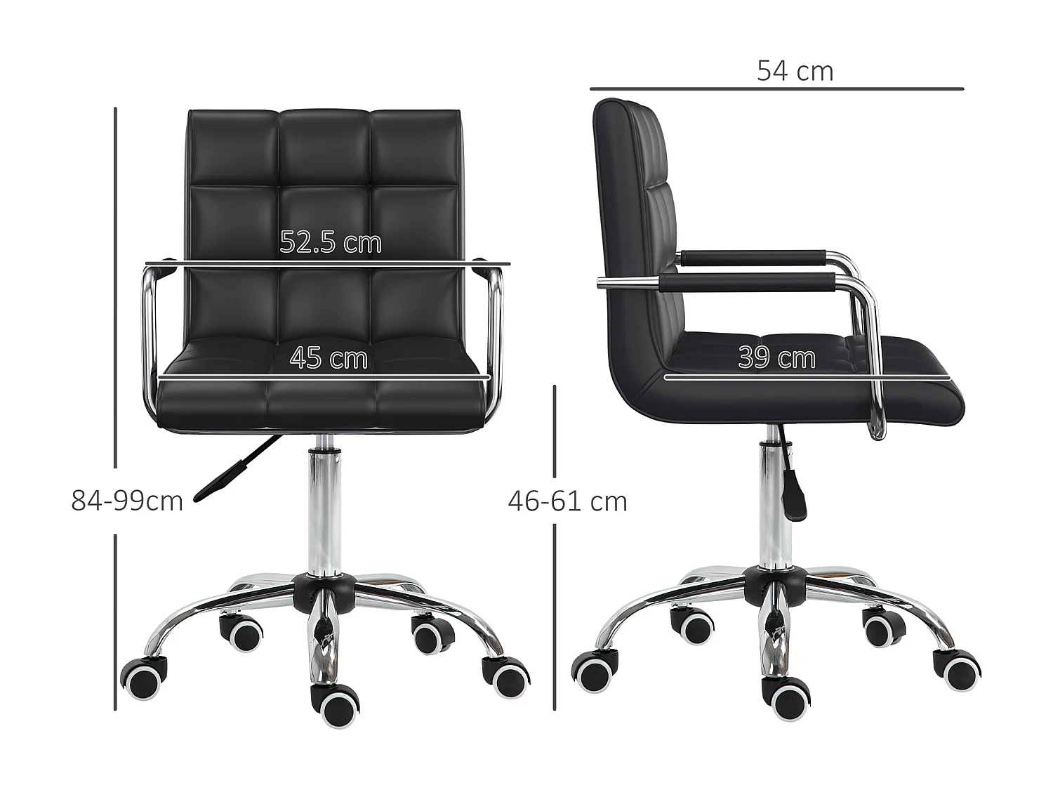 Sedia da ufficio in ecopelle altezza regolabile nero