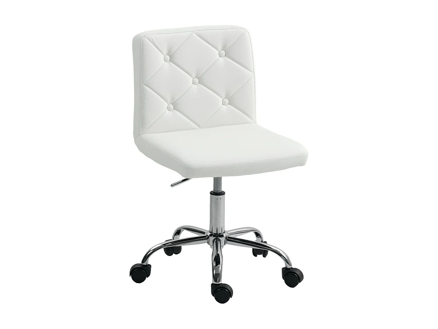 Sedia da ufficio regolabile con rivestimento a bottoni bianco