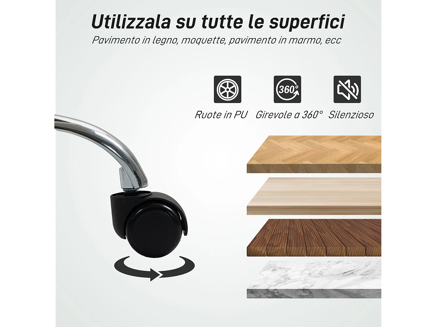 Sedia da ufficio regolabile con rivestimento a bottoni bianco