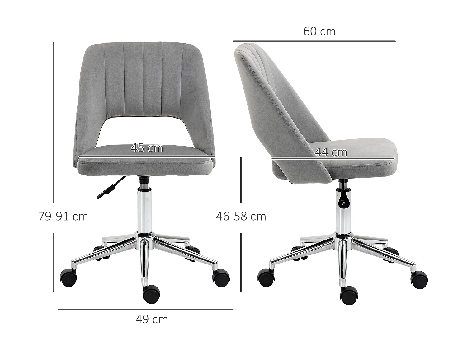 Sedia da ufficio girevole e imbottita grigio