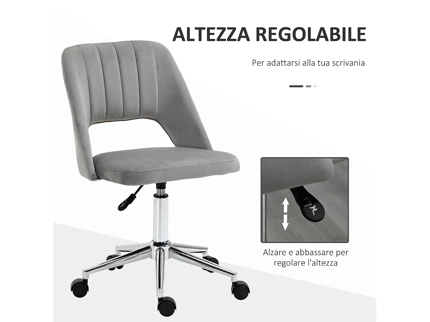 Sedia da ufficio girevole e imbottita grigio