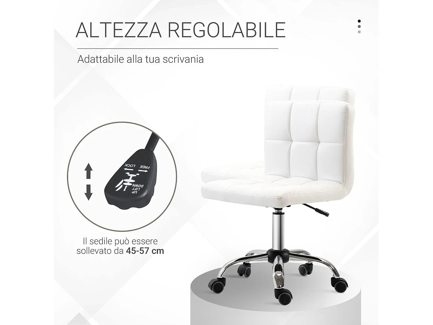 Sedia da ufficio con altezza regolabile in pelle sintetica
