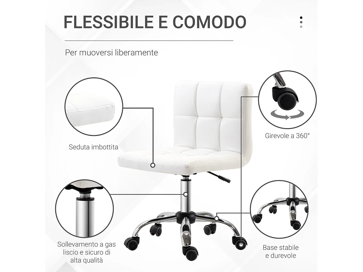 Sedia da ufficio con altezza regolabile in pelle sintetica