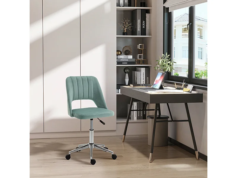 Sedia da ufficio girevole e imbottita verde petrolio