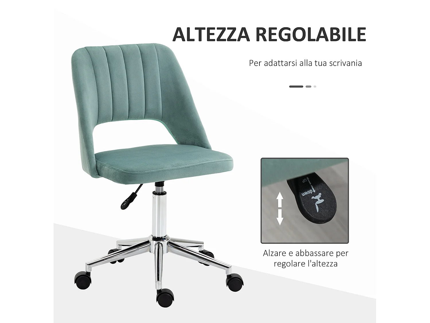 Sedia da ufficio girevole e imbottita verde petrolio