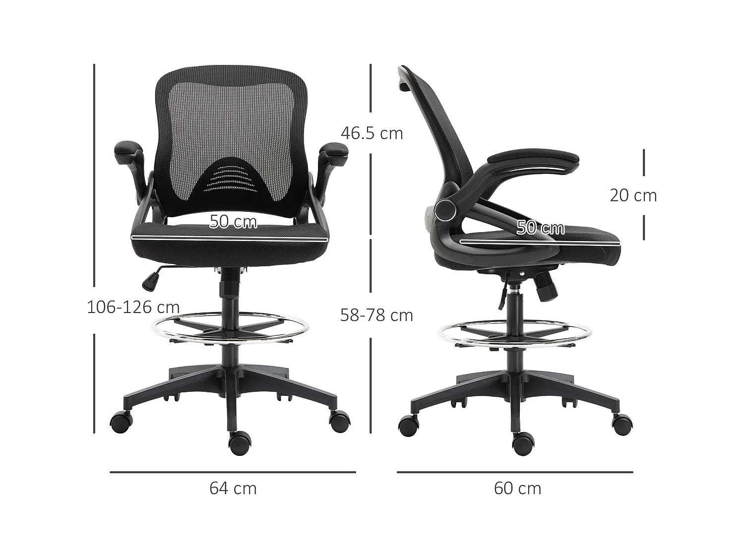Sedia da ufficio traspirante ad altezza regolabile nera