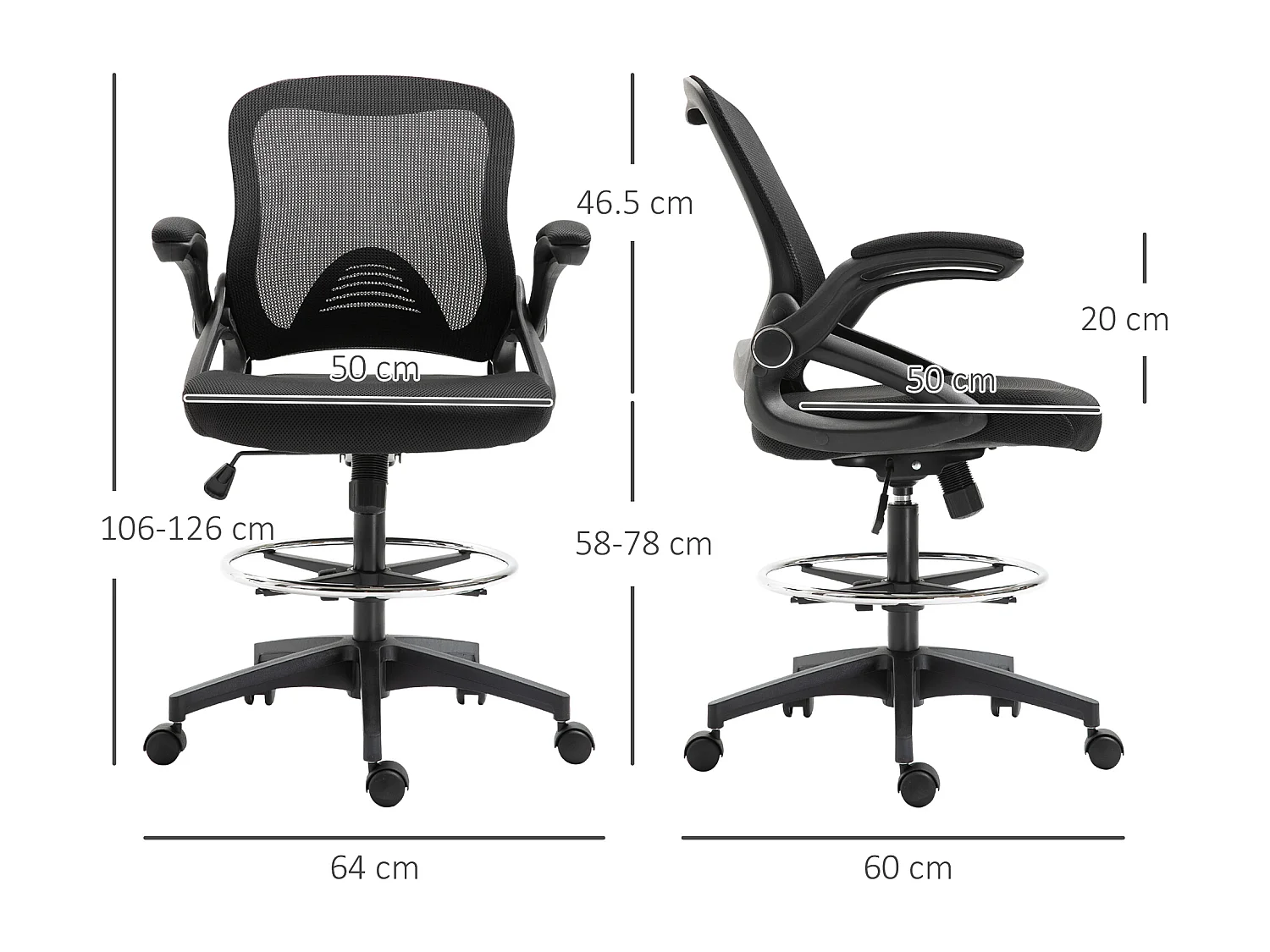 Sedia da ufficio traspirante ad altezza regolabile nera