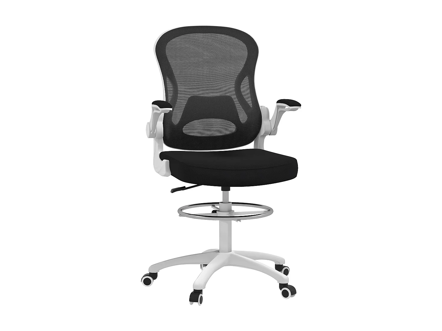 Sedia da ufficio ergonomica ad altezza regolabile bianca nera