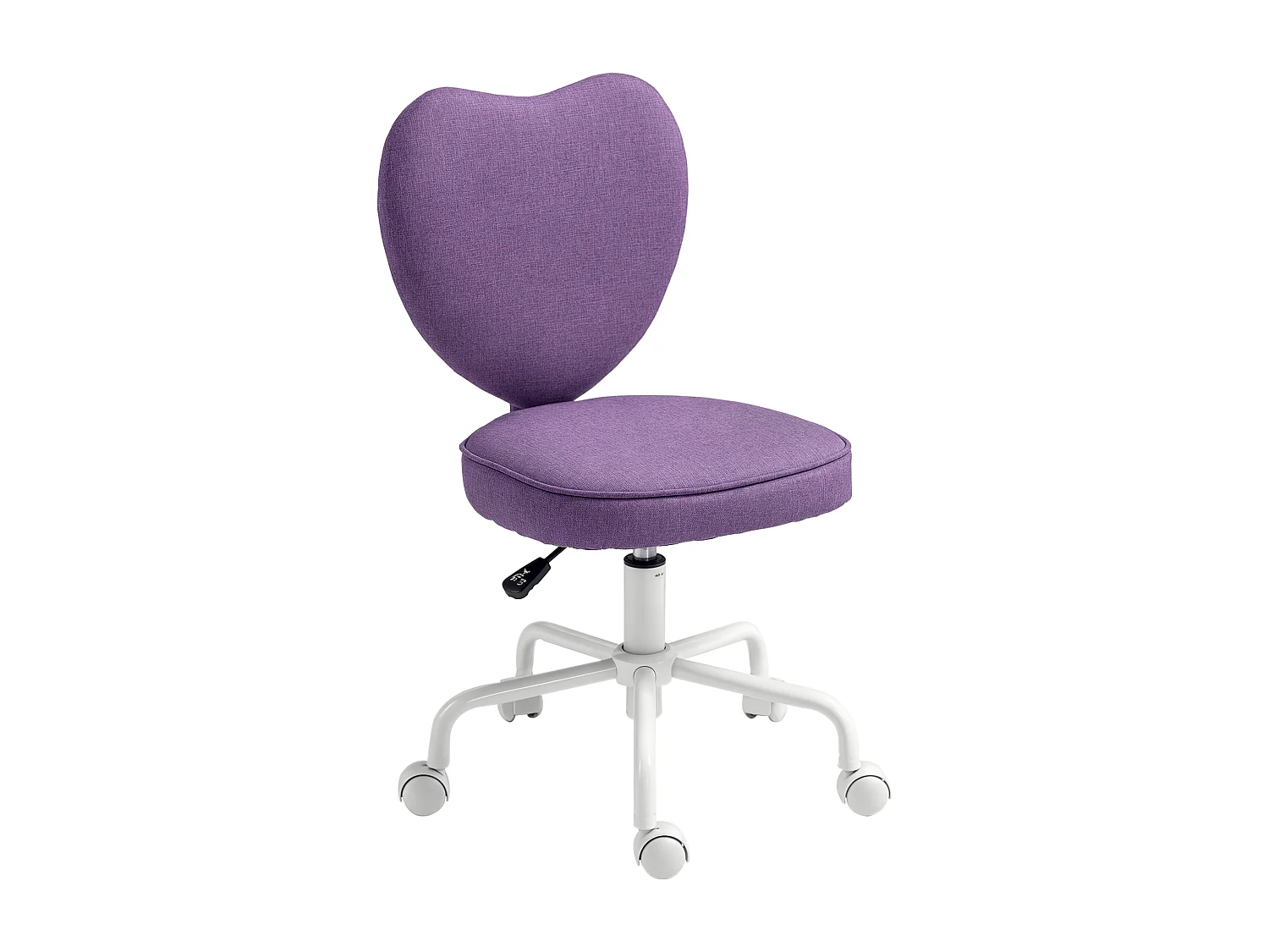 Sedia da scrivania a forma di cuore imbottita in tessuto viola