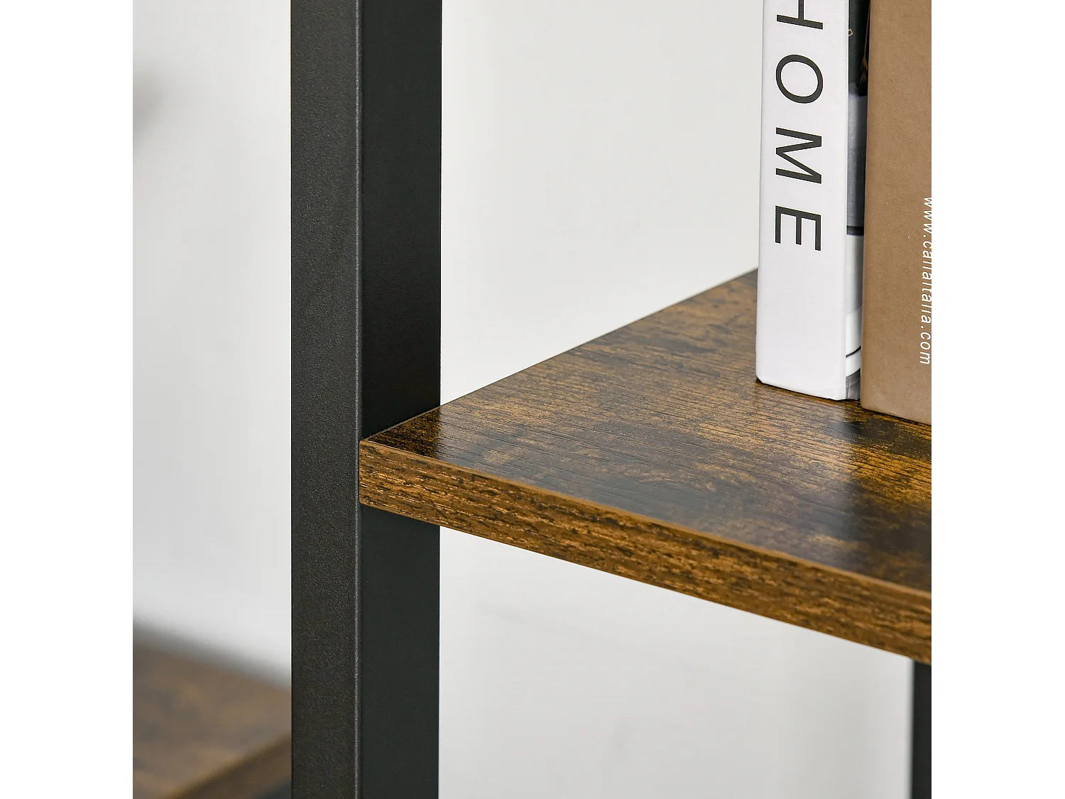 Libreria in legno e metallo stile industriale a 5 ripiani