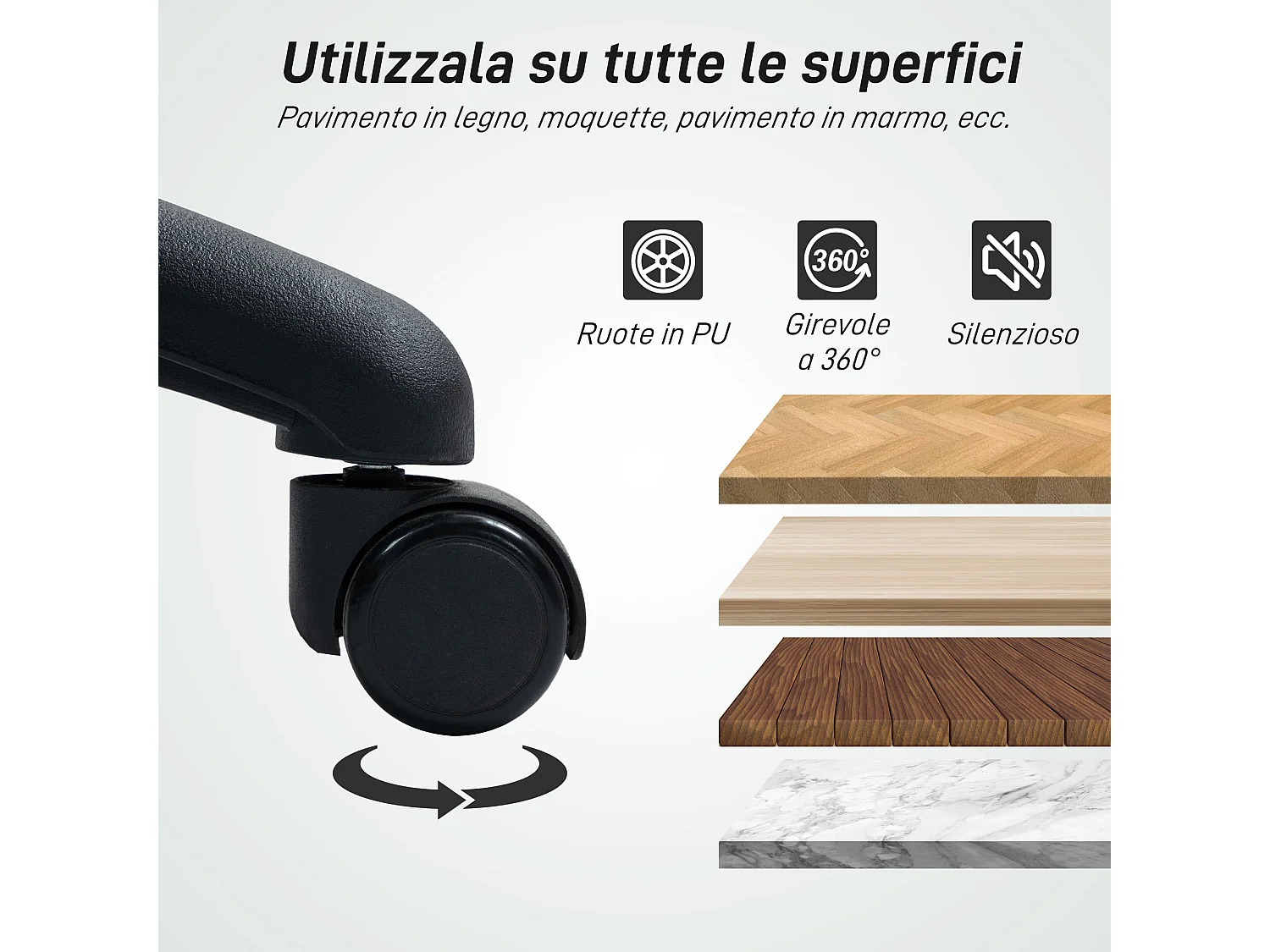 Sedia girevole con anello poggiapiedi e schienale ricurvo nera