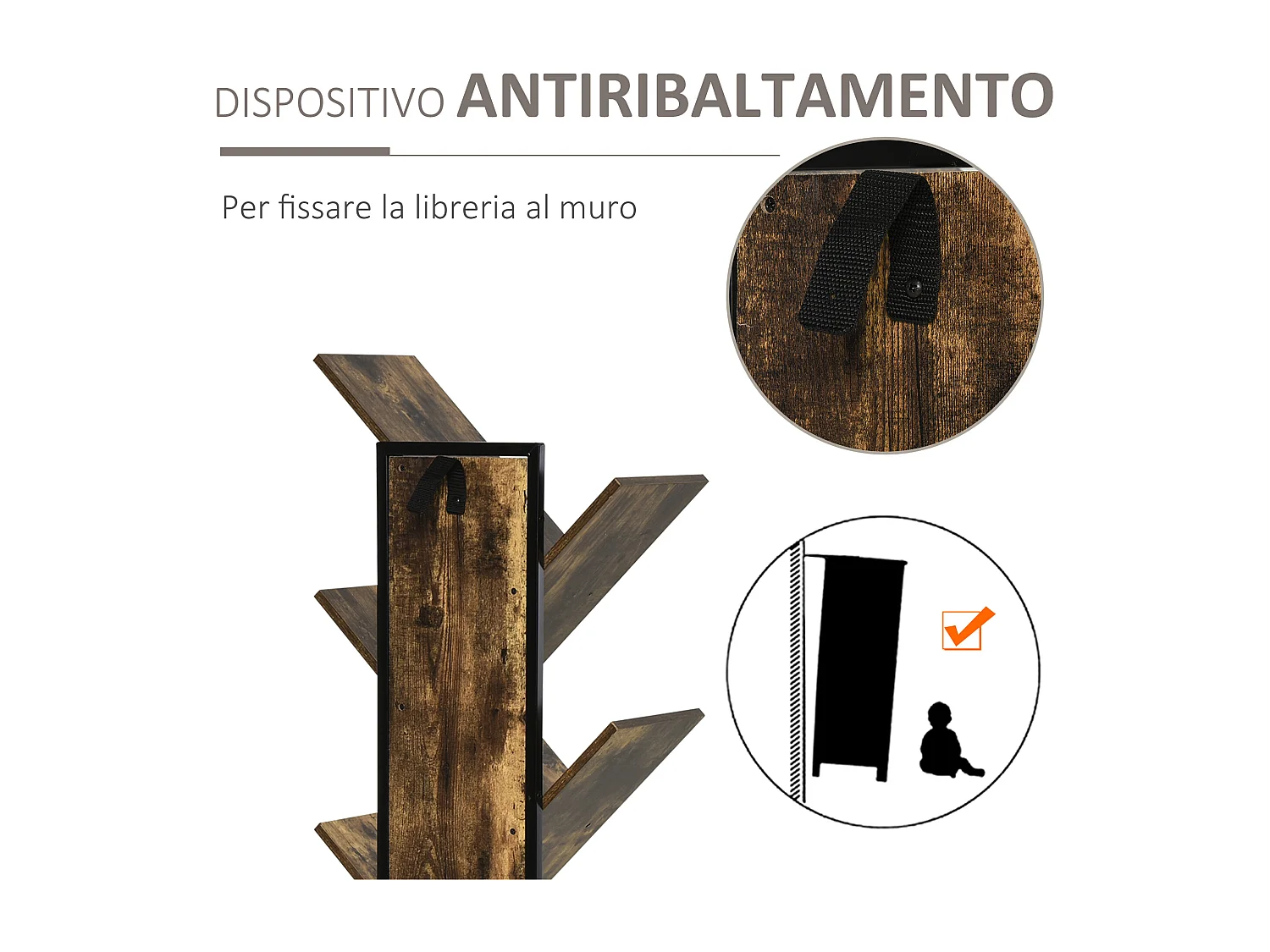 Libreria moderna a cubi con 7 ripiani in truciolato 50x24x106cm bianca