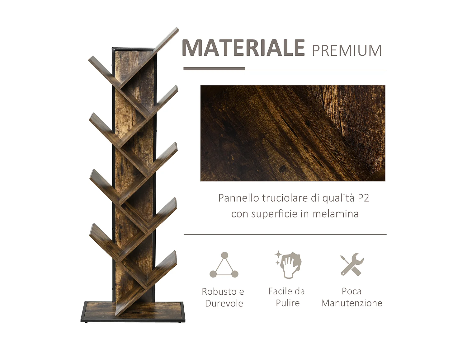 Libreria moderna a cubi con 7 ripiani in truciolato 50x24x106cm bianca