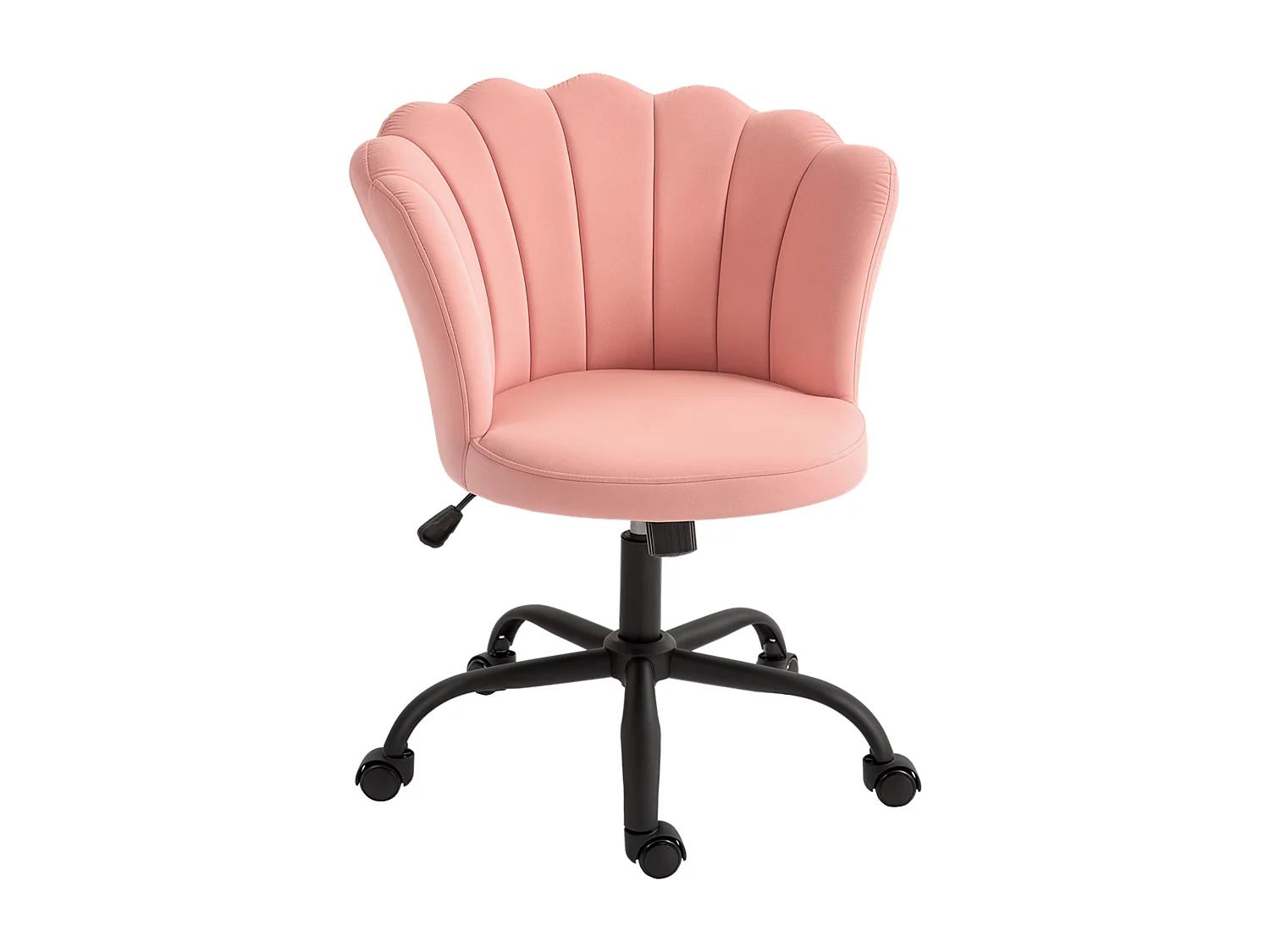 Sedia da ufficio con schienale a petalo in velluto rosa