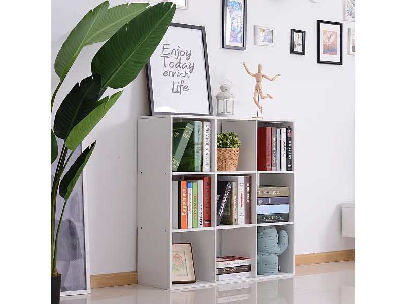 Mobile libreria moderna a 3 ripiani colore legno naturale e bianco