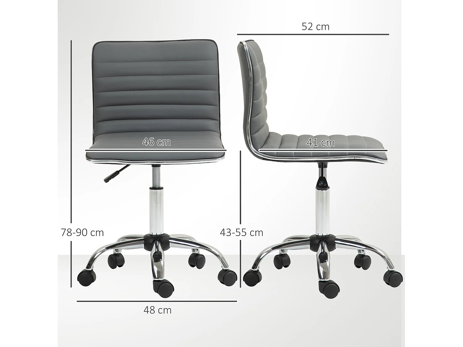 Sedia da ufficio con altezza regolabile e girevole in pelle pu grigio