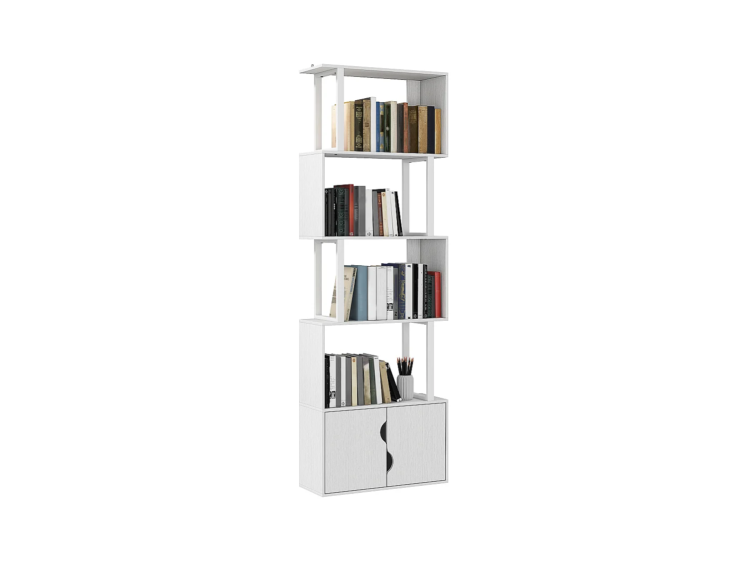 Libreria bianca moderna con 6 ripiani 61.5x29.5x91.5 cm