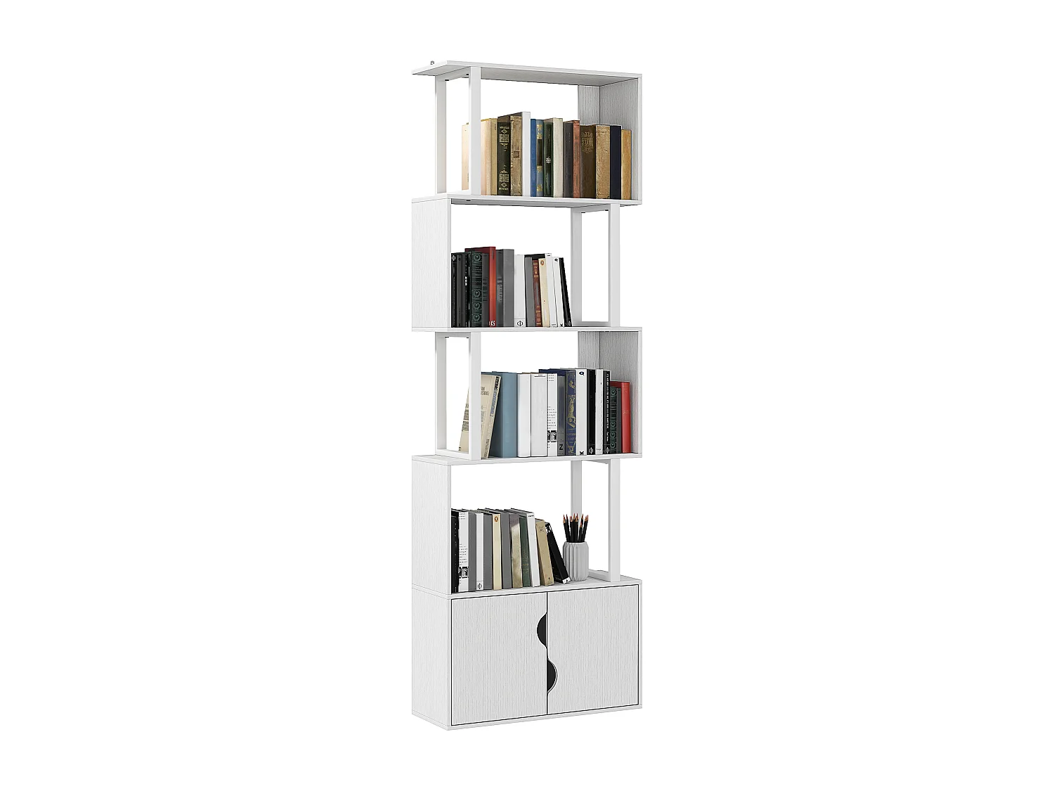 Libreria bianca moderna con 6 ripiani 61.5x29.5x91.5 cm