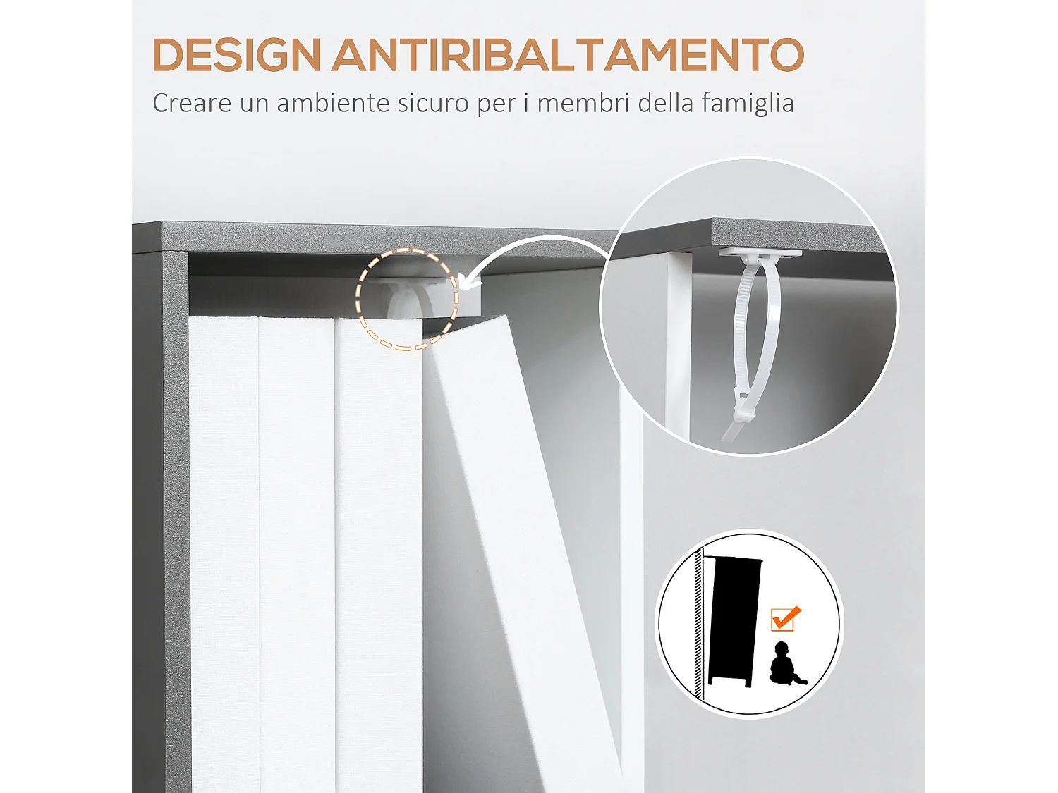 Libreria scaffale a 3 ripiani antiribaltamento in legno