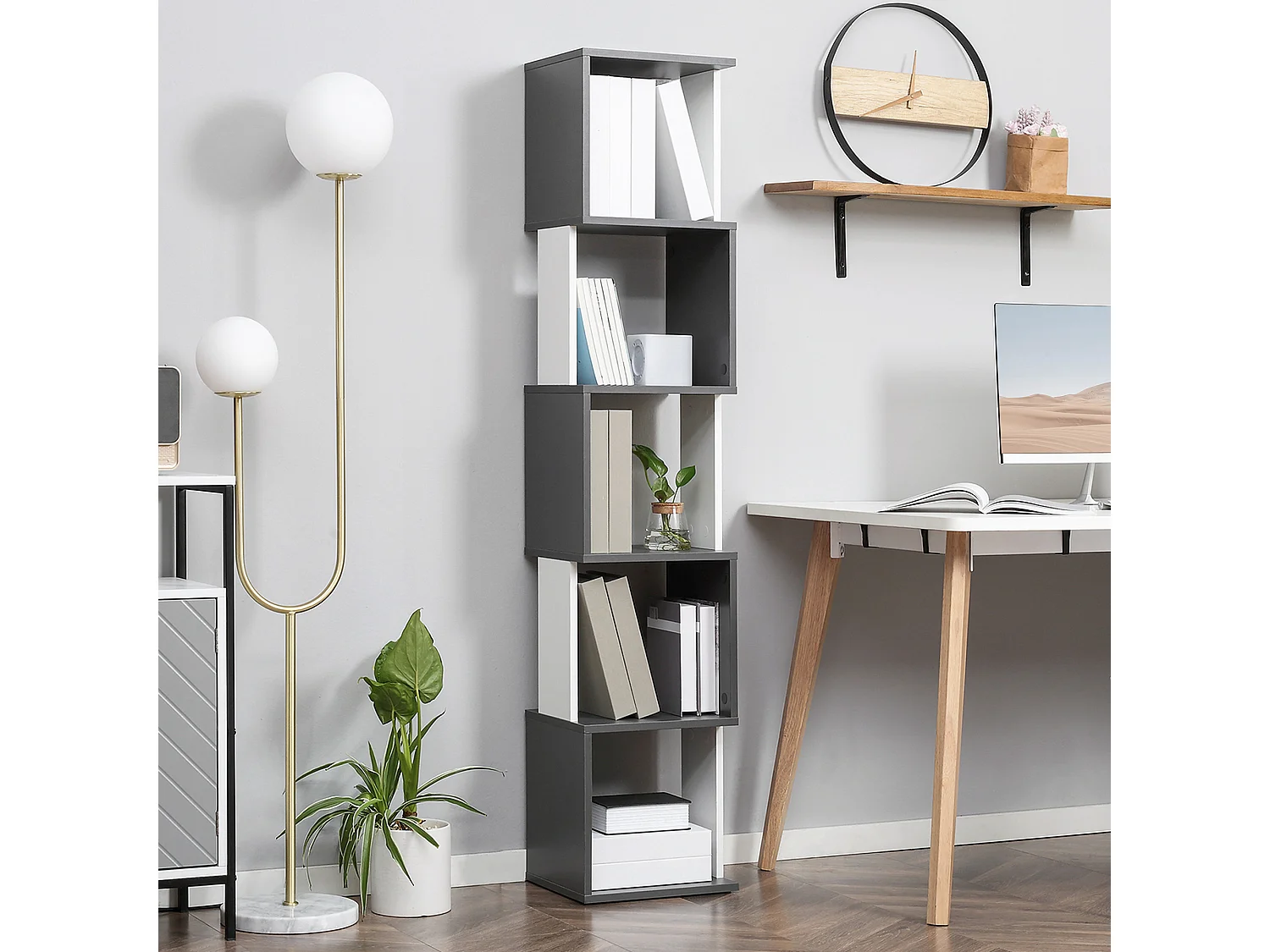 Libreria scaffale a 3 ripiani antiribaltamento in legno