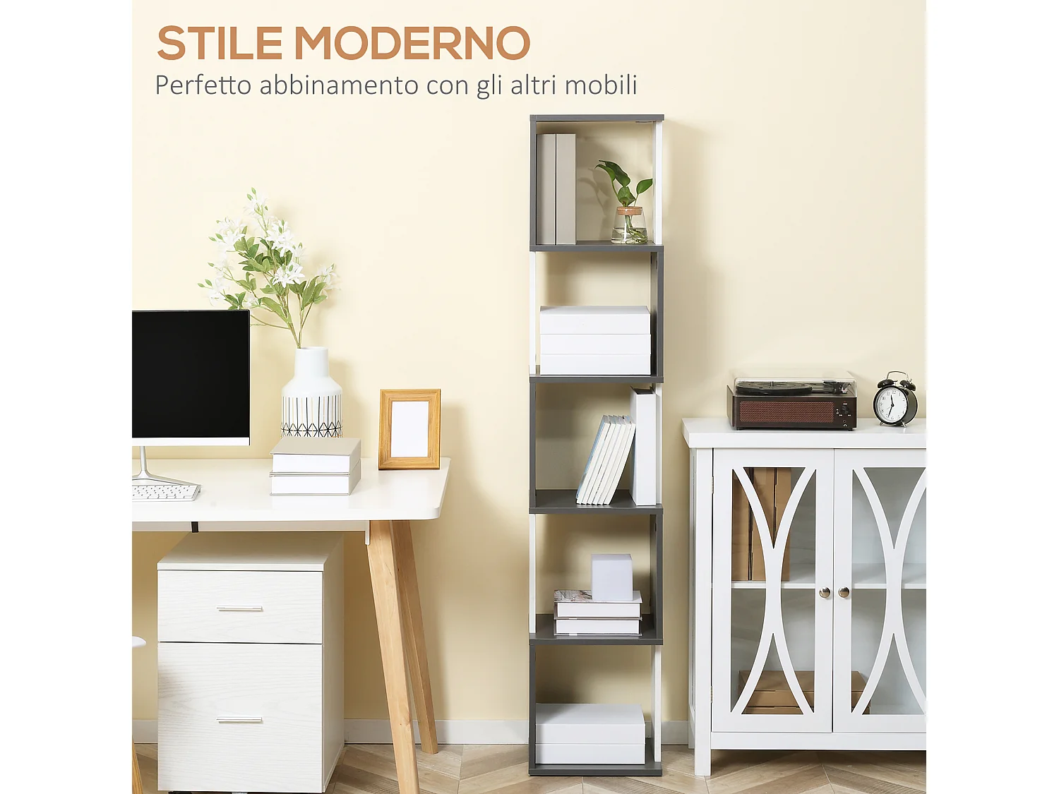 Libreria scaffale a 3 ripiani antiribaltamento in legno