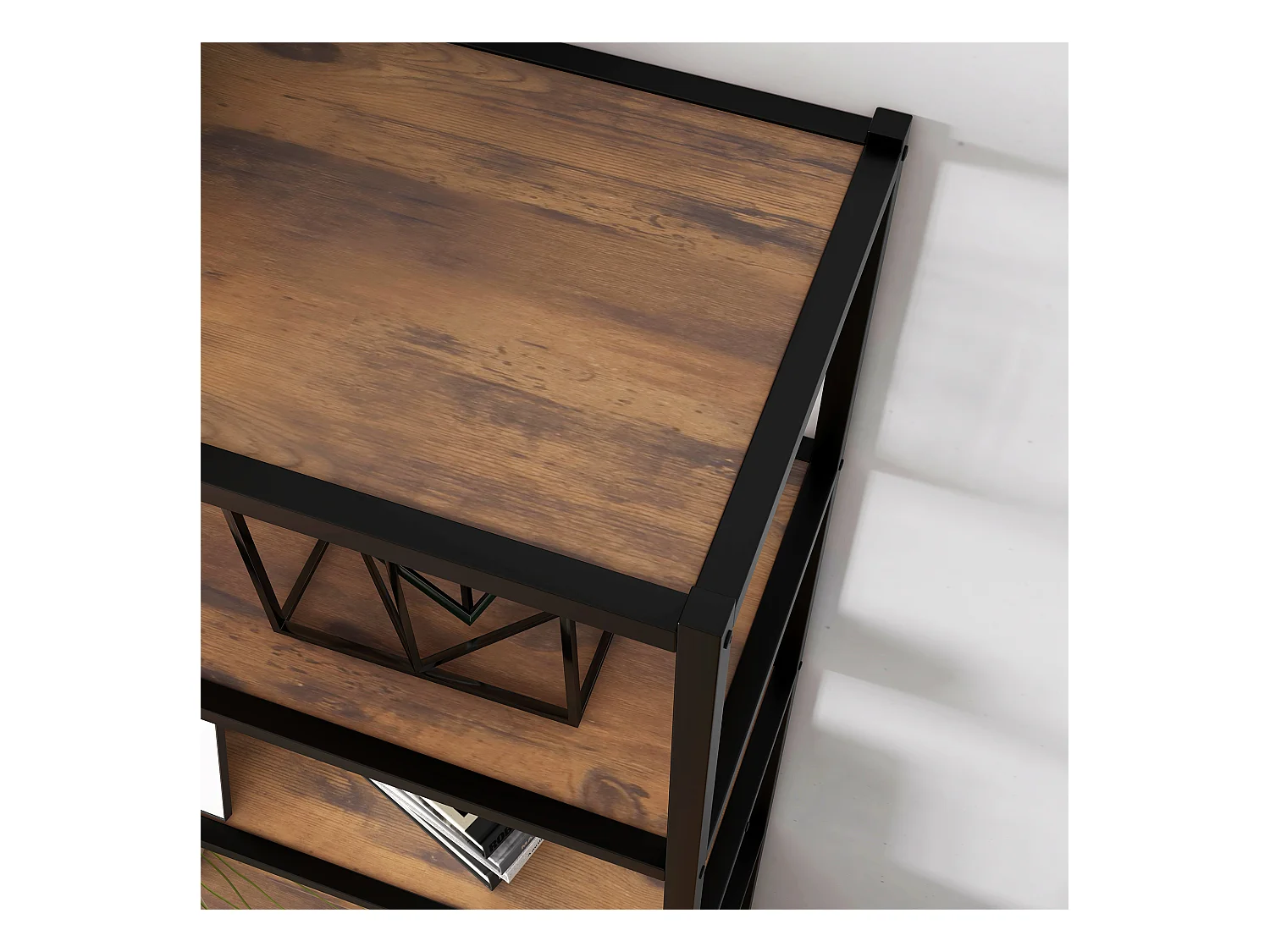 Libreria antiribaltamento stile industriale vintage marrone