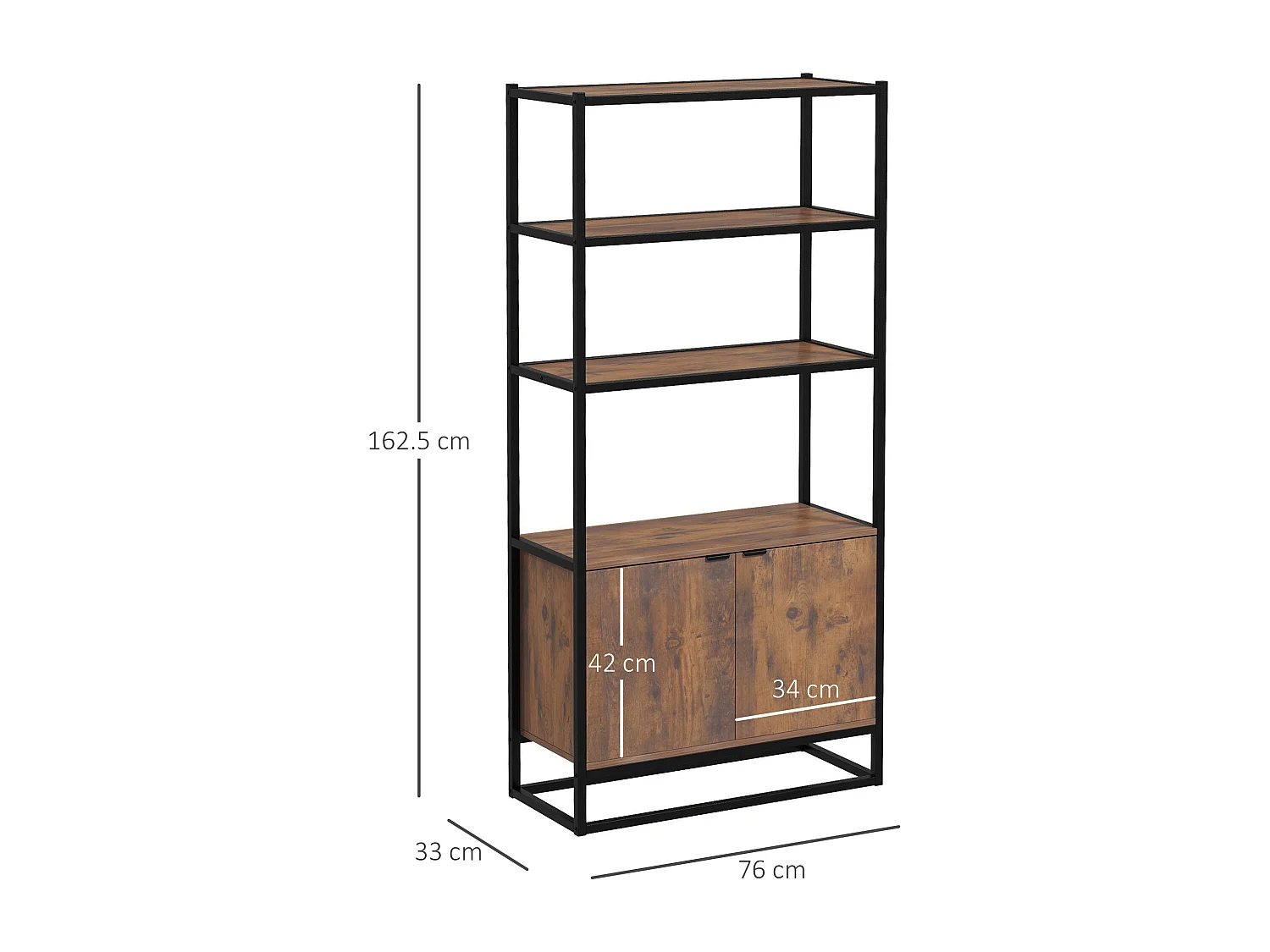 Libreria antiribaltamento stile industriale vintage marrone